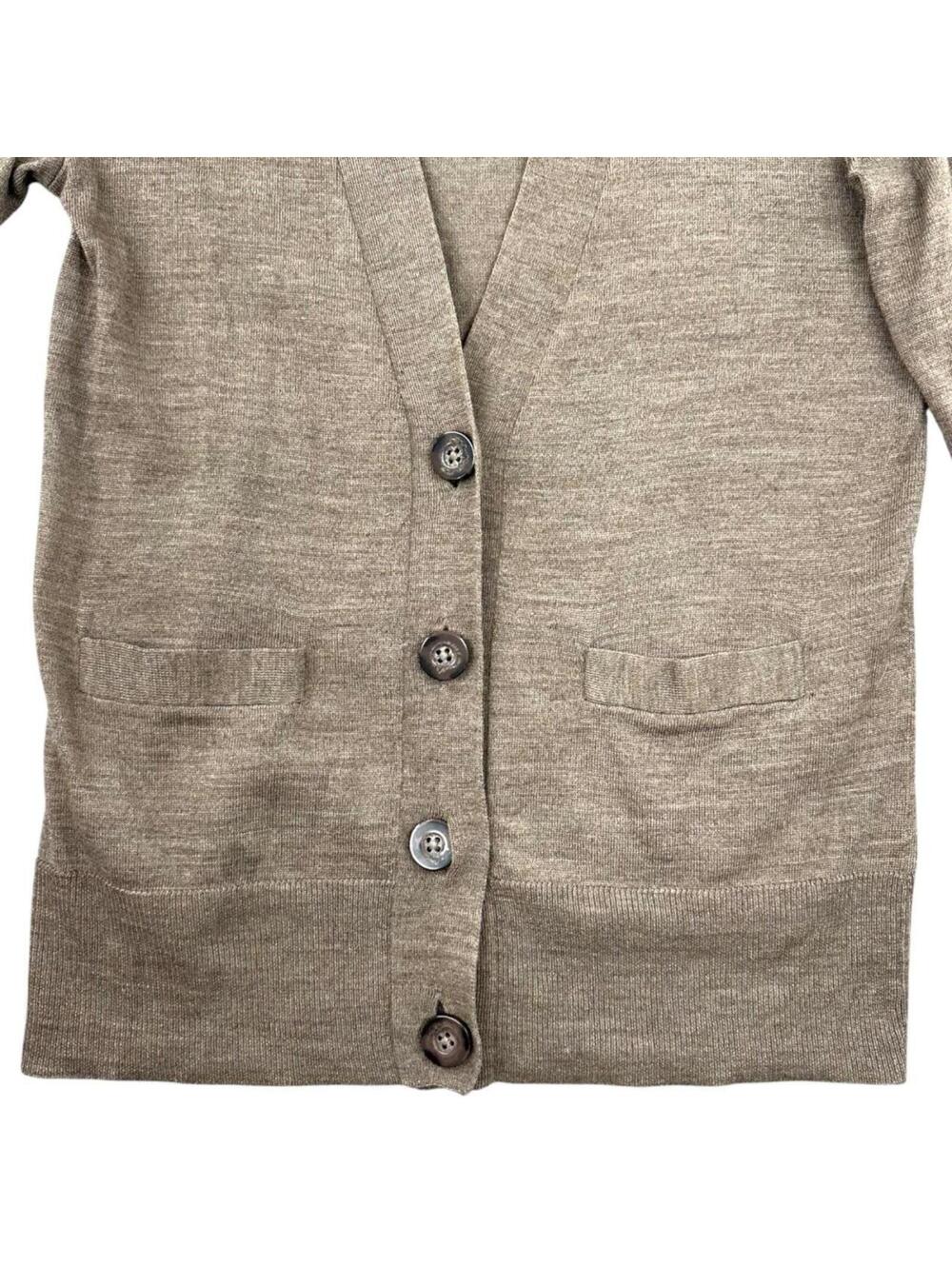LOFT Button Down Cardigan Sweater Taupe Brown Tan Preppy Minimal - Picture 5 of 8